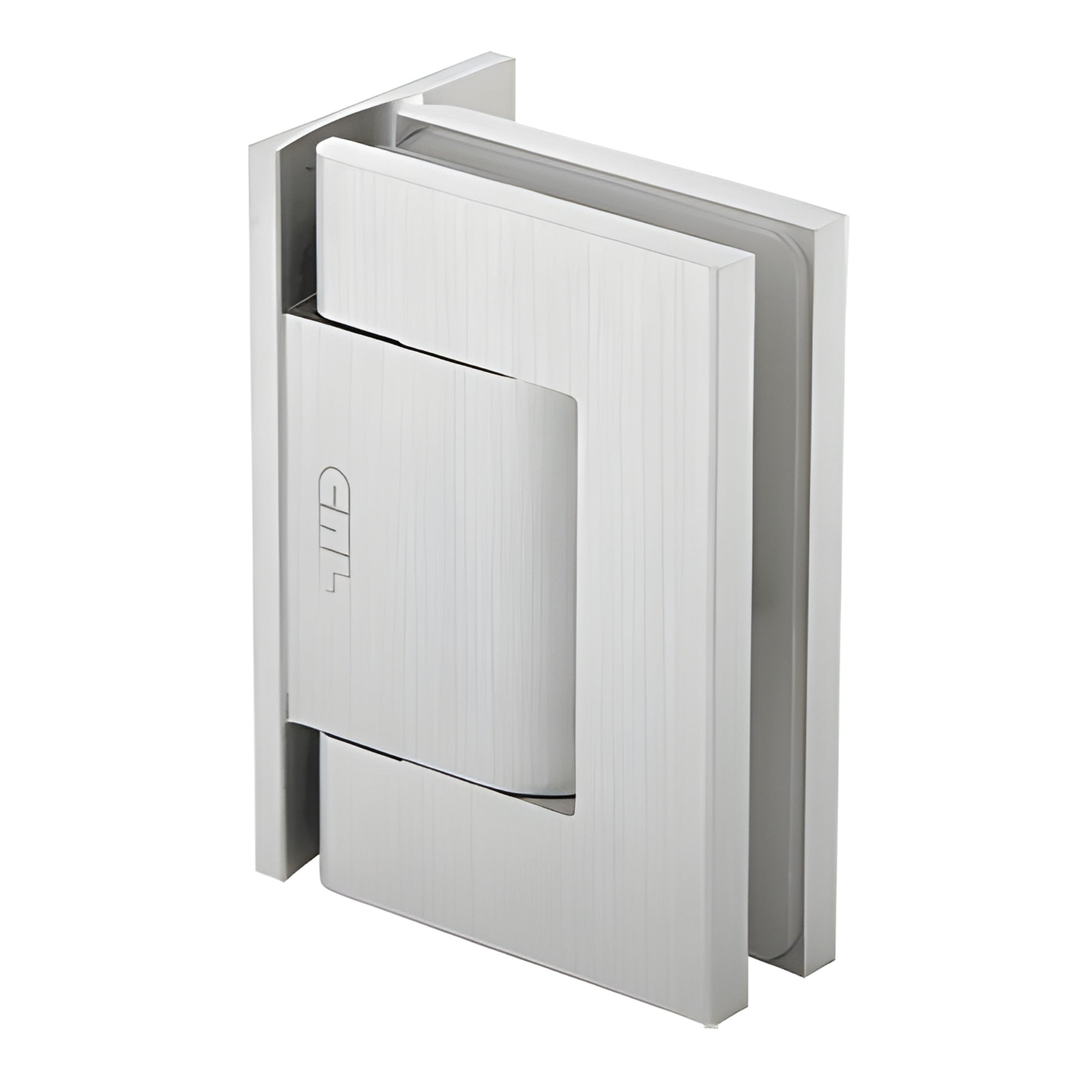 Satin anodized aluminum oil-dynamic wall-mount glass door hinge (self-closing, hold-open) - SKU H8011SA