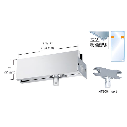 PH34BS brushed stainless steel wall-mounted transom patch with INT300 insert for monolithic tempered glass