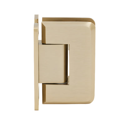 Brushed bronze solid brass Pinnacle shower hinge with H wall plate, beveled edges, for 8-12mm tempered glass.