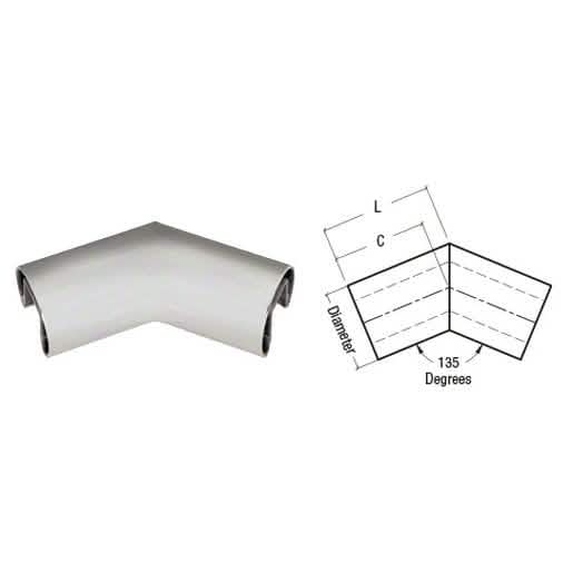 CRL Brushed Stainless 135° Corner for 3/4" Glass Cap Railing, 2" Diameter, Sleek Finish