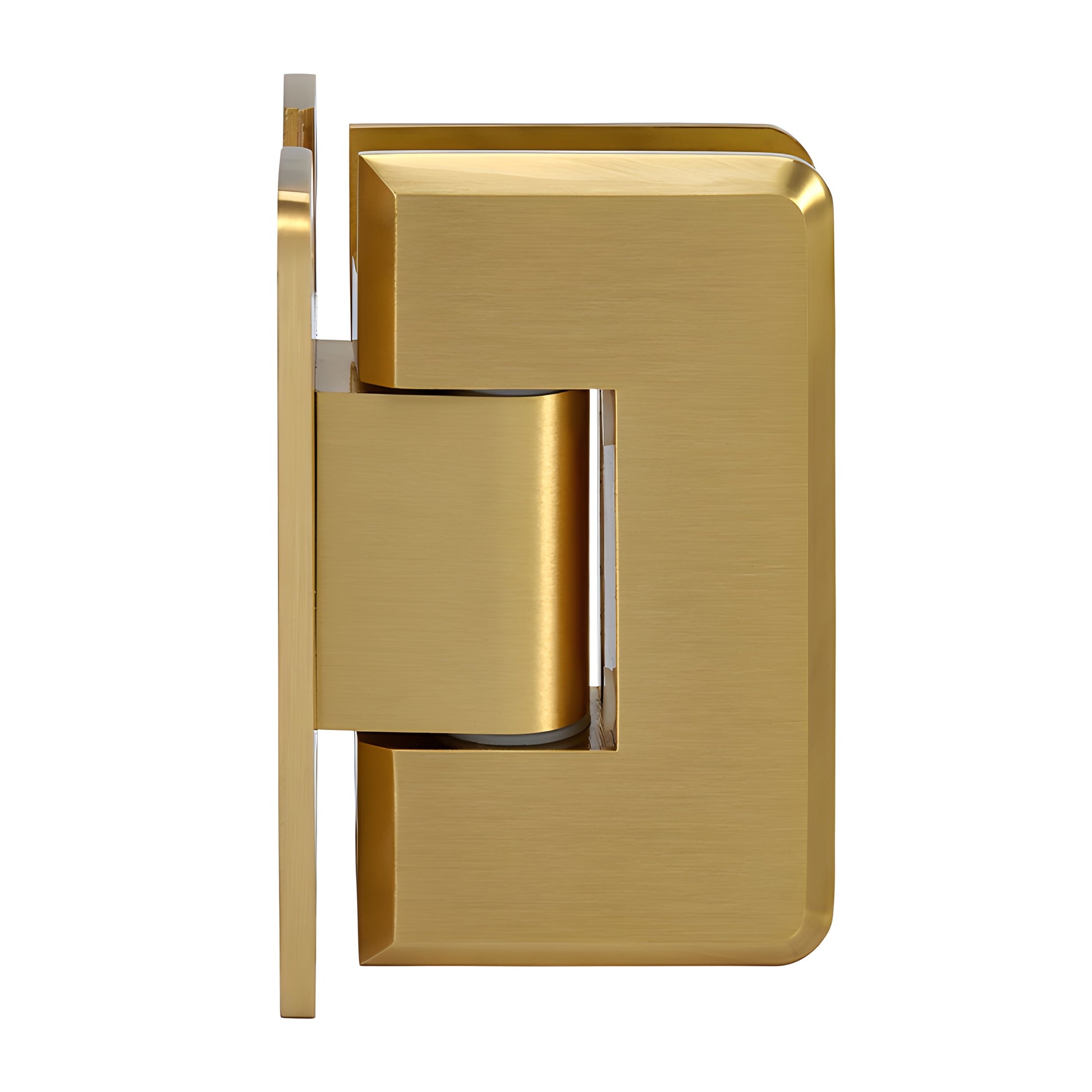 Satin brass adjustable shower door hinge (Cologne series) SKU C0L337SB, solid brass wall-mount hinge for 10-12mm glass
