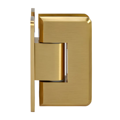 Satin brass adjustable shower door hinge (Cologne series) SKU C0L337SB, solid brass wall-mount hinge for 10-12mm glass