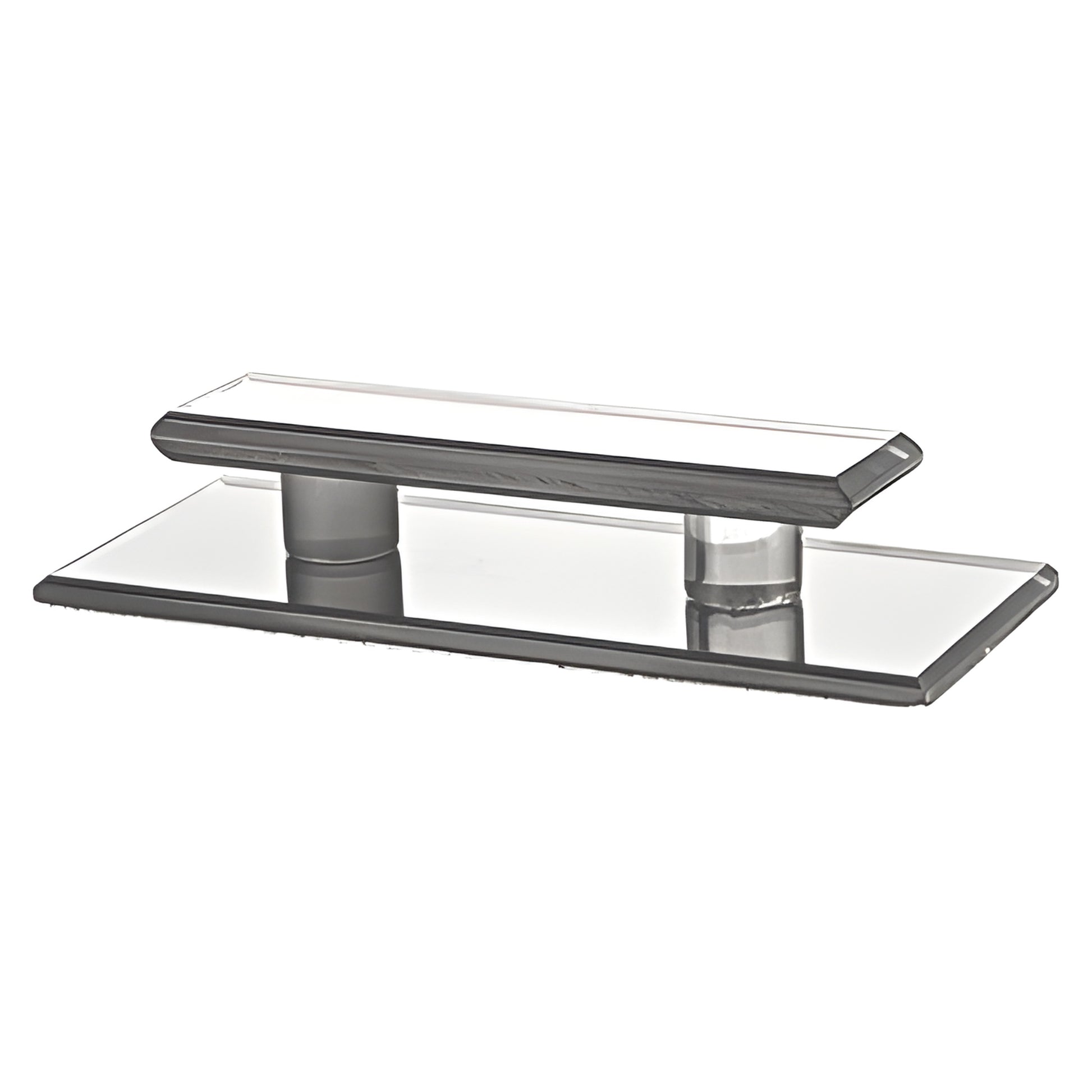 Clear acrylic 5 in. mirror pull with polished beveled edges, peel-and-stick adhesive (SKU LMPC5)