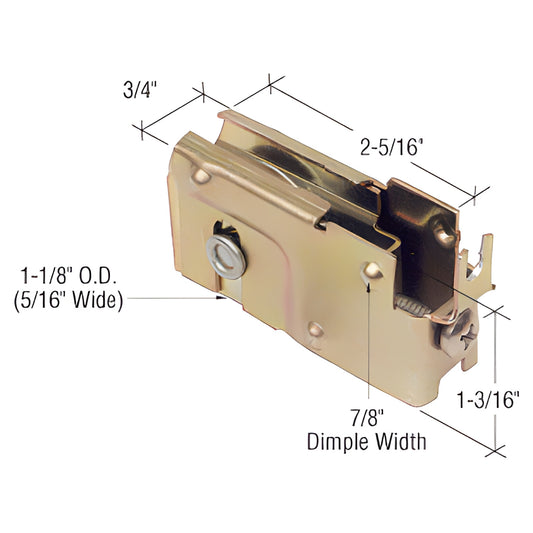 CRL CRLD1527 adjustable steel sliding patio door roller assembly, single 5/16" concave steel wheel in tall housing