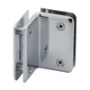 P1090CH polished chrome 90 glass-to-glass brass clamp for 8-12 mm glass, beveled-edge shower/shelf connector