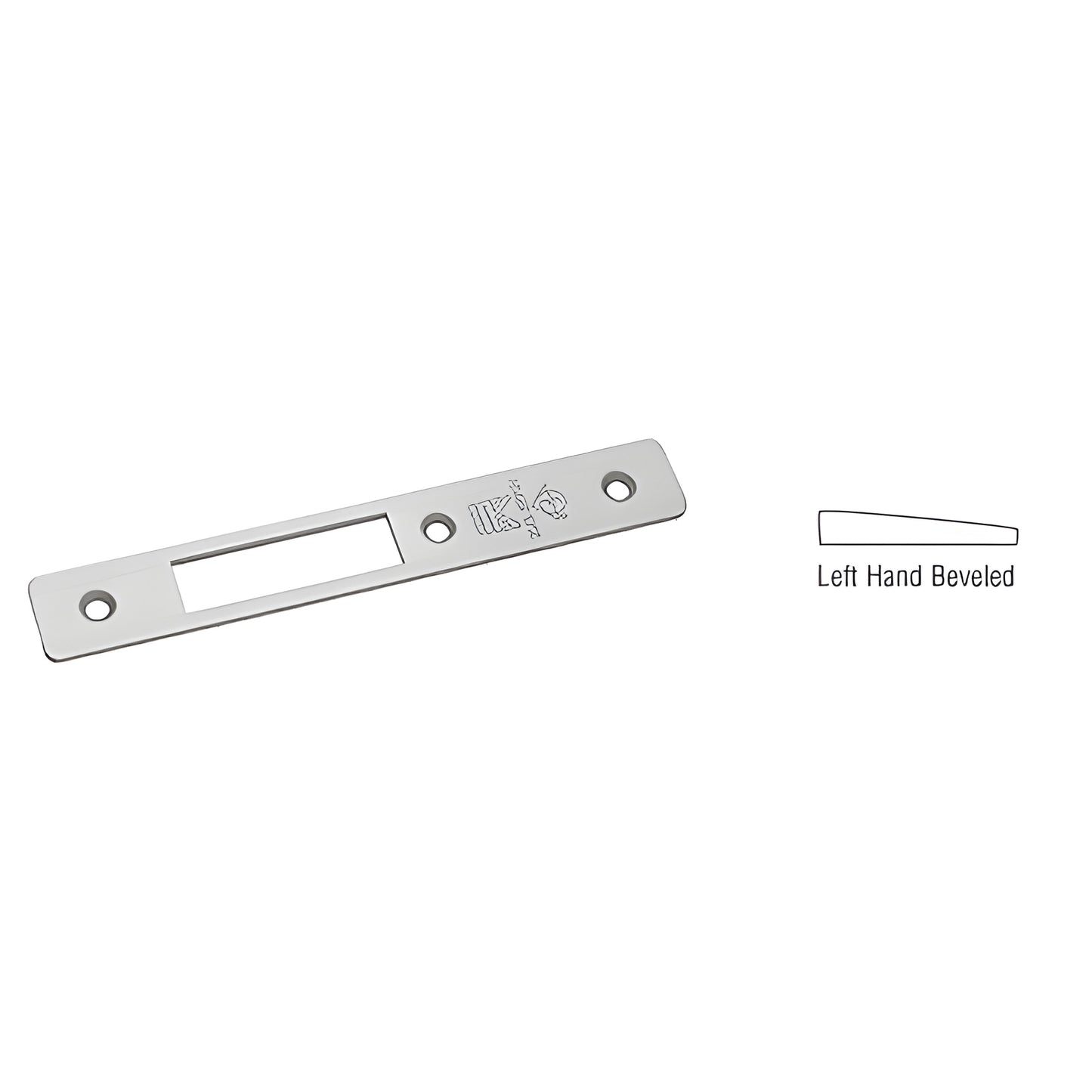 Aluminum beveled left-hand deadlock faceplate 1" x 6-7/8" for MS1853H hook throw deadlocks, SKU 18220AL