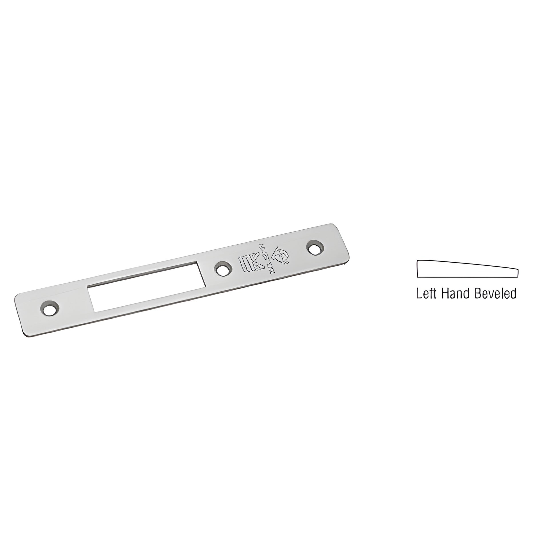 Aluminum beveled left-hand deadlock faceplate 1" x 6-7/8" for MS1853H hook throw deadlocks, SKU 18220AL