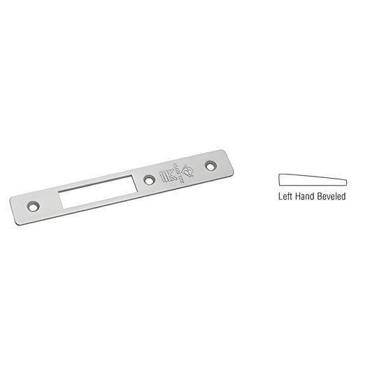 Aluminum beveled left-hand deadlock faceplate 1" x 6-7/8" for MS1853H hook throw deadlocks, SKU 18220AL