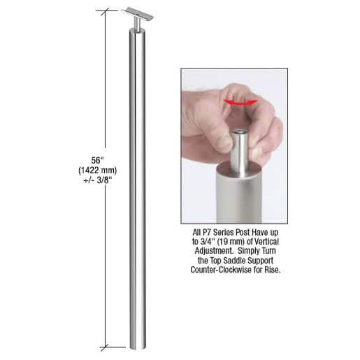 CRL Polished Stainless 56" P7 Series 180 Degree Blank Post - Durable and Modern Design
