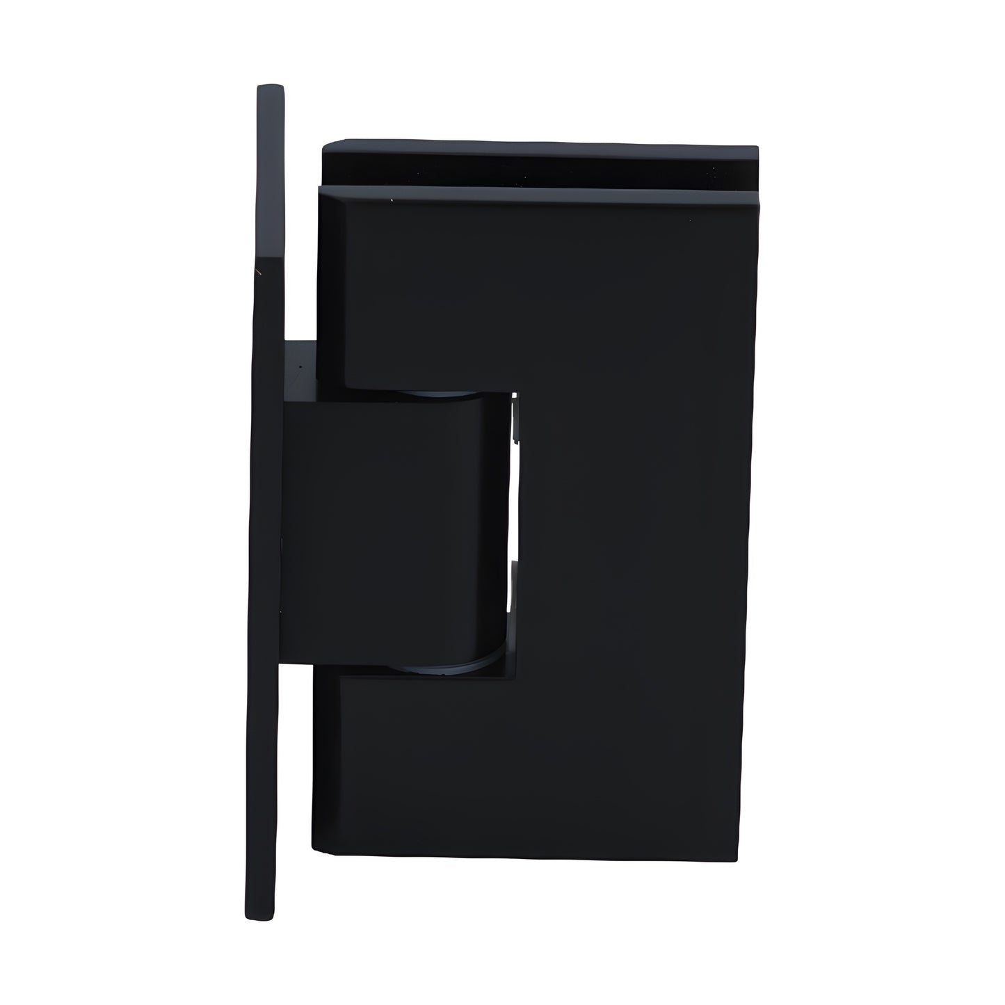 Matte black solid brass wall-mount shower door hinge for 3/8-1/2" tempered glass (Victoria VCT037MBL)