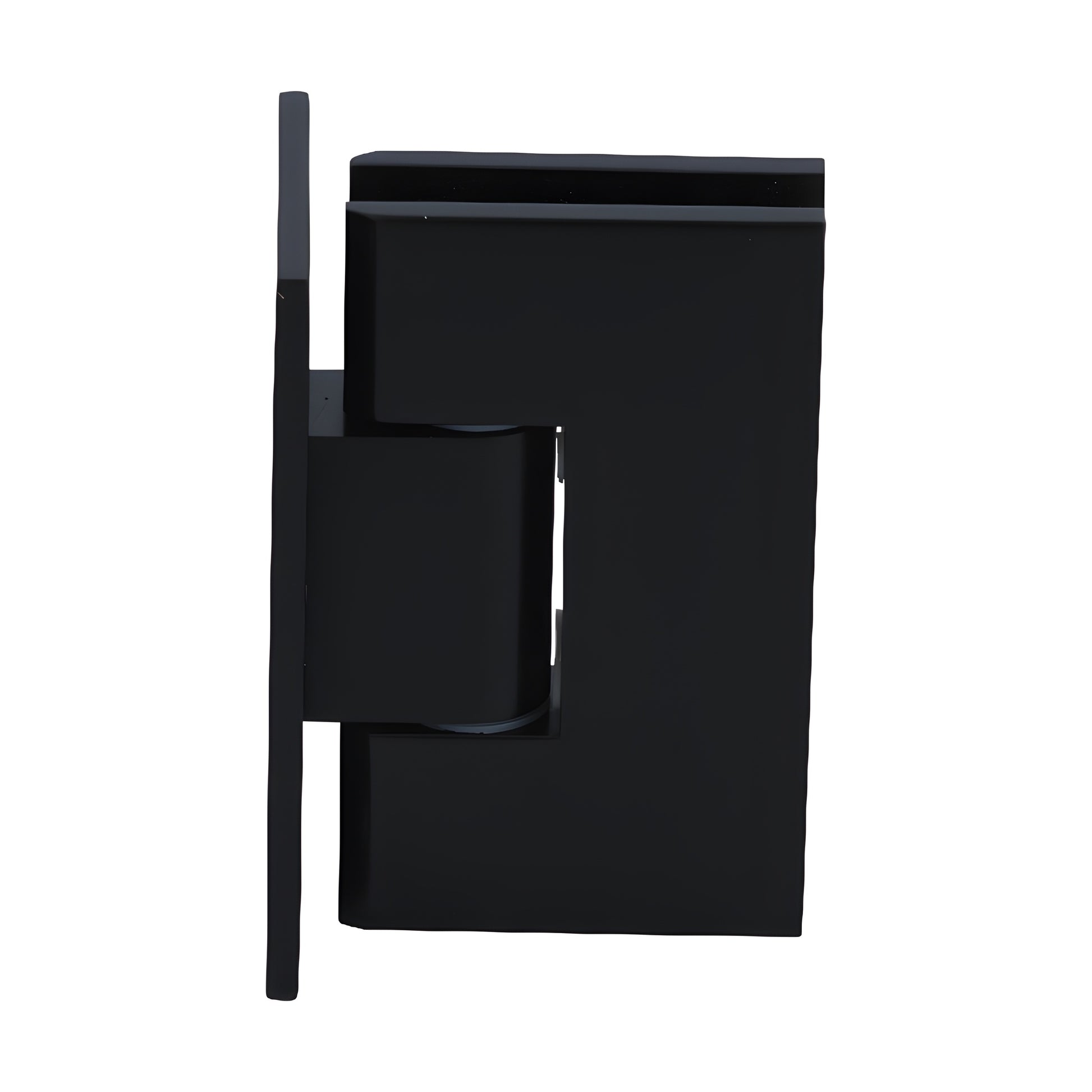 Matte black solid brass wall-mount shower door hinge for 3/8-1/2" tempered glass (Victoria VCT037MBL)