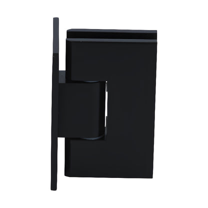Matte black solid brass wall-mount shower door hinge for 3/8-1/2" tempered glass (Victoria VCT037MBL)