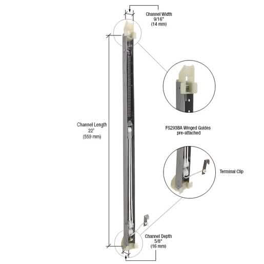 CRL 2140 Window Channel Balance with FS293BA Guides: Durable, efficient window support.