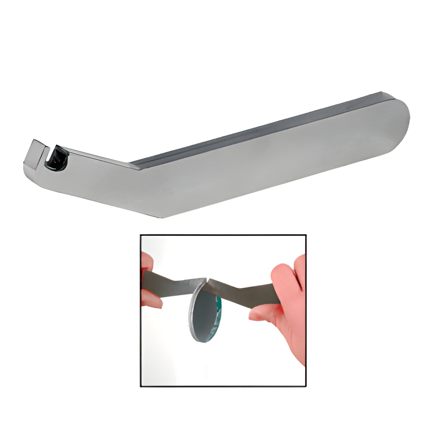 MN1750 5-3/4" chrome tempered-steel mirror hole nibbler - angled hand tool for trimming glass/mirror around drilled outlet ho