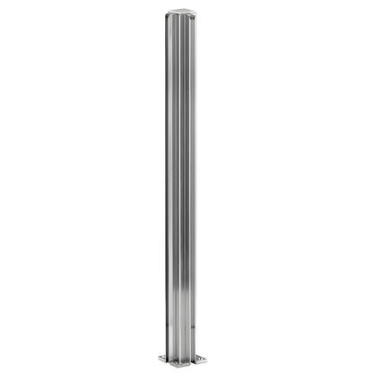 D990BA30CR bright anodized aluminum 90 corner partition post, 30" tall, 1 1/8" square with U channel for 1/4" glass.