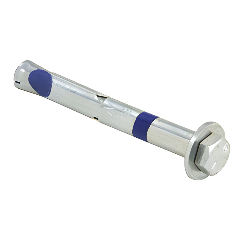 MF302 Grade 5 perimeter anchor redi-bolt 3/8 x 3 in, silver steel with blue bands, hex head and flange