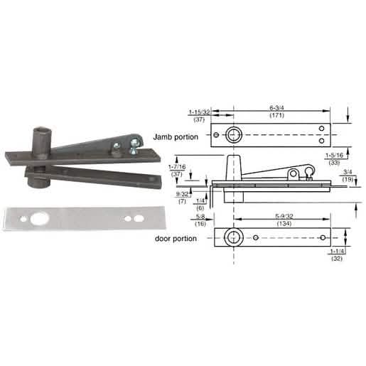 Rixson® Center-Hung Top Pivot with Satin Chrome Cover Plate for smooth door operation.