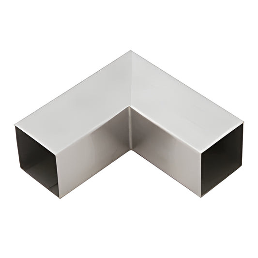 HRS15HBSC brushed stainless steel 1-1/2" square slip-fit horizontal corner for interior handrail, welded 90 elbow