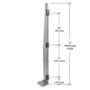 MET72REBS Brushed stainless steel Metropolis 72" slim glass windscreen post, 3/4" face trim, for 1/2-9/16" glass