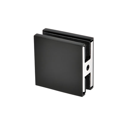 Matte black brass frameless shower Zero Clamp CCS4MBL for 3/8-1/2 in glass, low profile concealed design.
