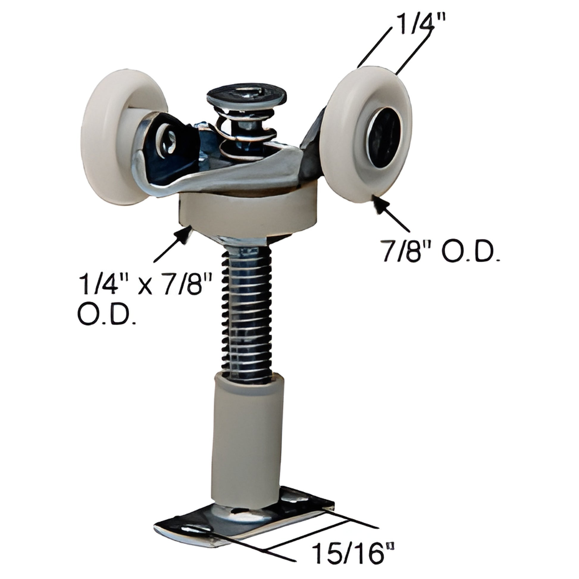 Top-mount wardrobe roller SKU N6534 - adjustable stamped-steel bracket with tandem 7/8 in nylon wheels and guide