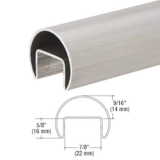 CRL 316 Brushed Stainless Cap Rail, 1-1/2" Roll Form, 19'-8" length, sleek and durable des