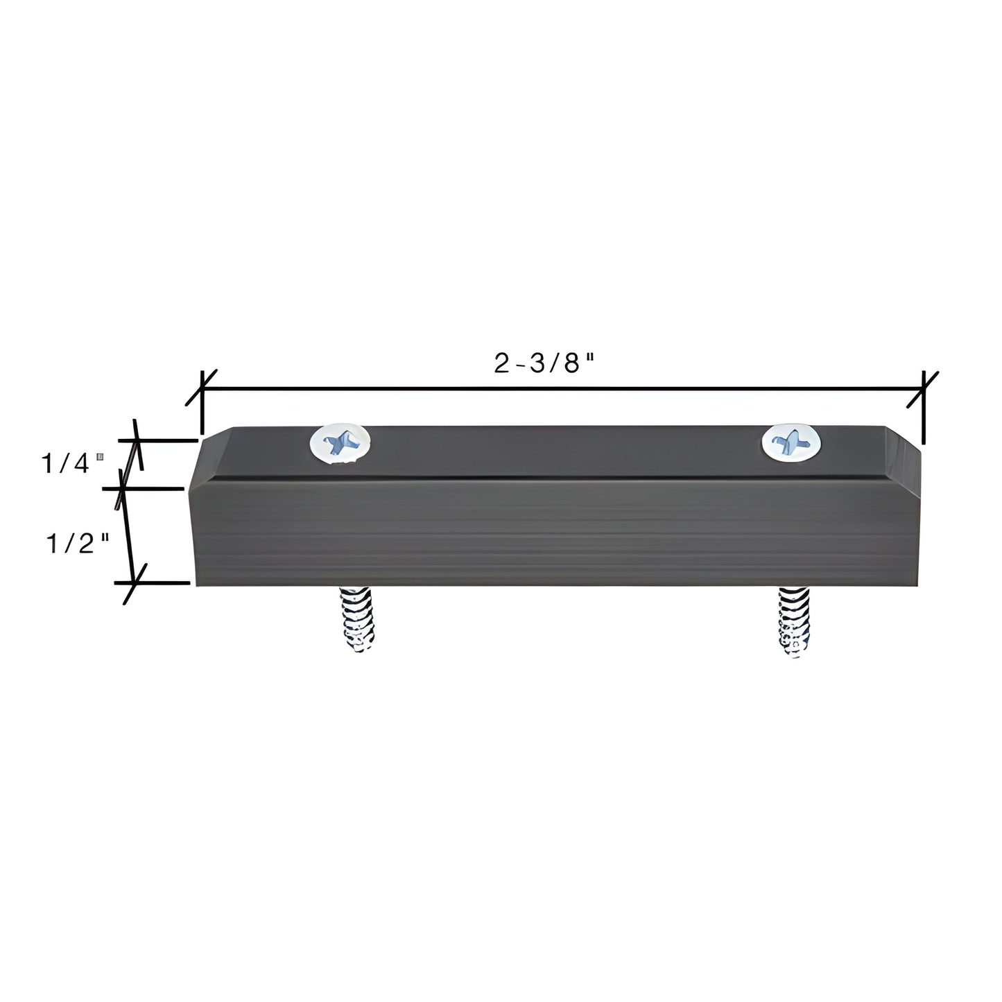 Black nylon lower guide (SKU D30) with two screws, 2-3/8" long, secures sliding panels and prevents lift-out.