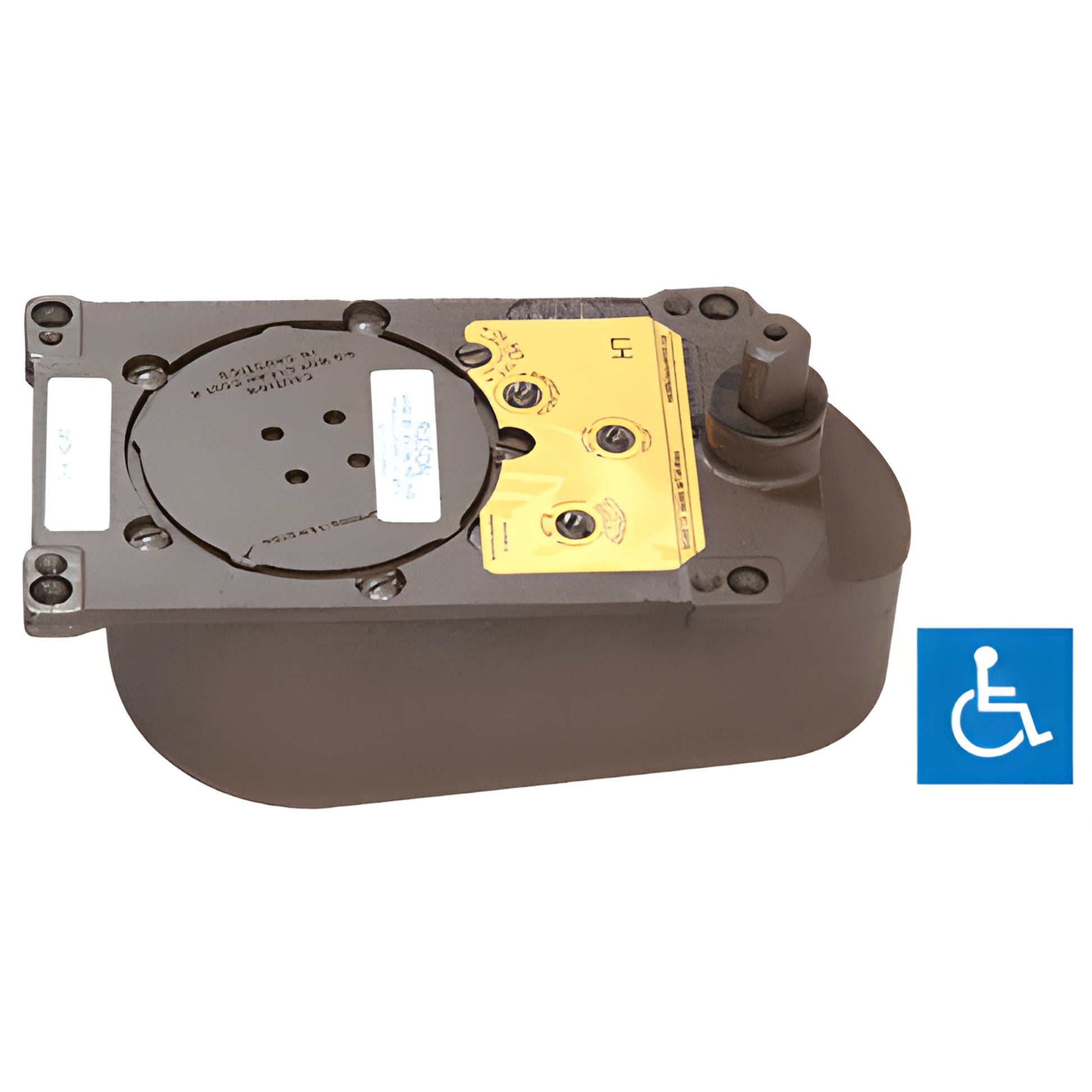 Rixson Model 27 floor-mounted offset door closer, brown, left-hand, heavy-duty for 450 lb doors (SKU PH27105SH0LH85)