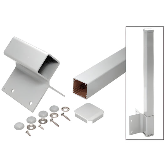 FP942KS silver metallic aluminum fascia-mount 90 square post kit for 2-3/8 in. posts with bracket and hardware