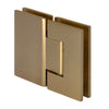 GEN580SB Geneva satin brass glass-to-glass shower hinge, square edge, self-centering 5 preset for 8-12mm glass