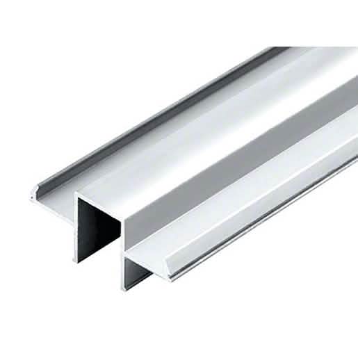 Silver Metallic Wood Top Cap Glass Channel 241" - Sleek, Durable, Modern Design