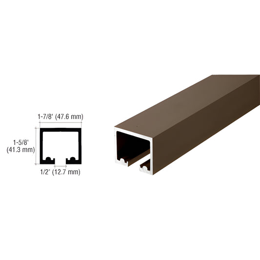 Black bronze anodized aluminum top track for overhead sliding/bi-fold doors, 120 in, 1-7/8 x 1-5/8 - SKU 0TTR120DU