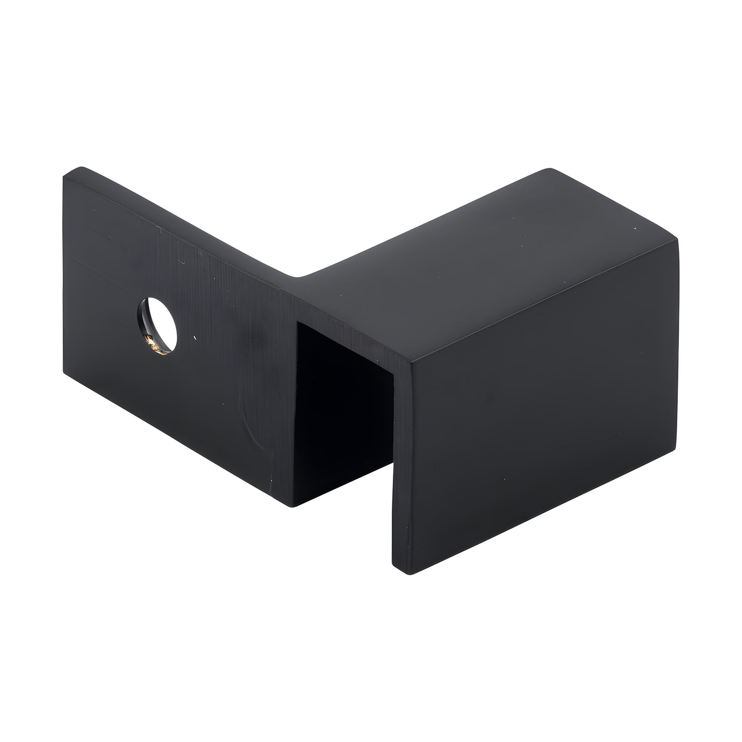 Matte black solid brass sleeve-over shower glass clamp, left-hand, for 5/16-1/2" (8-12mm) glass - SKU S0GC37LMBL