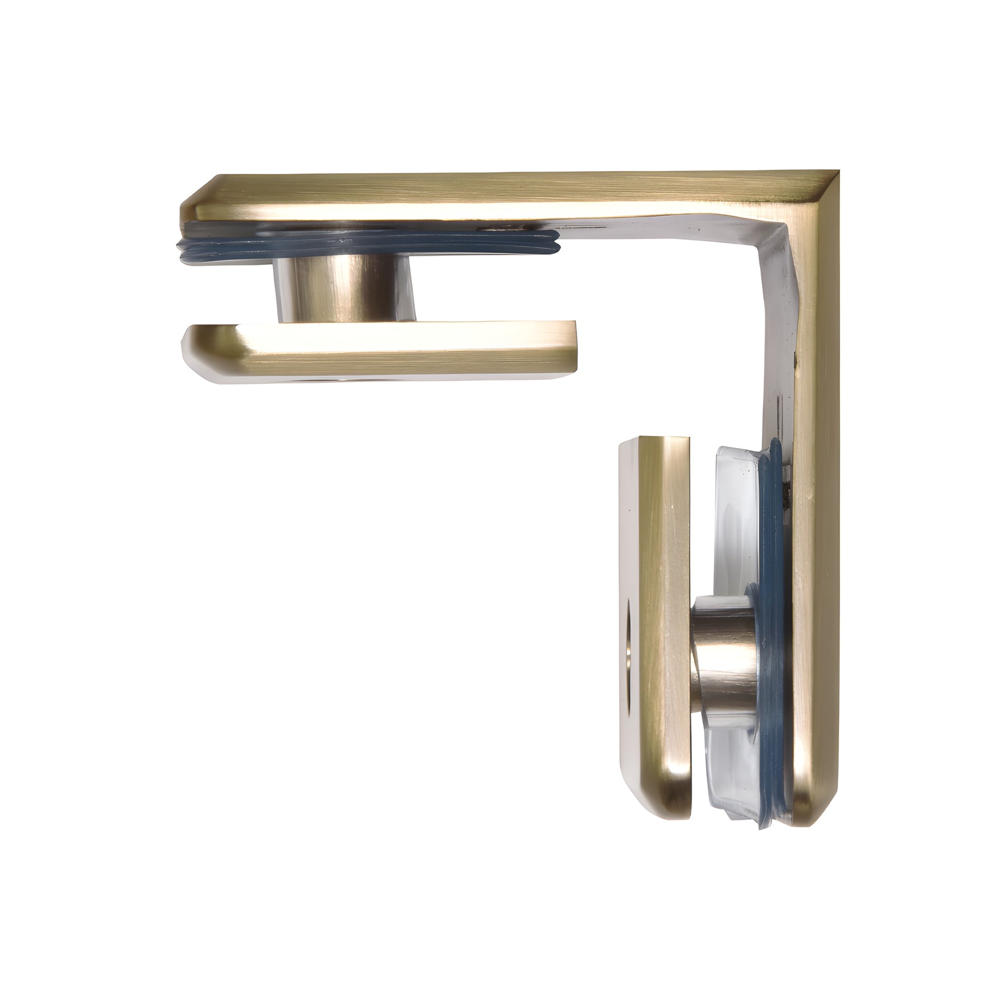 Brushed bronze beveled 90 glass-to-glass clamp (solid brass) for 3/8-1/2" glass - SKU BGC90BBRZ
