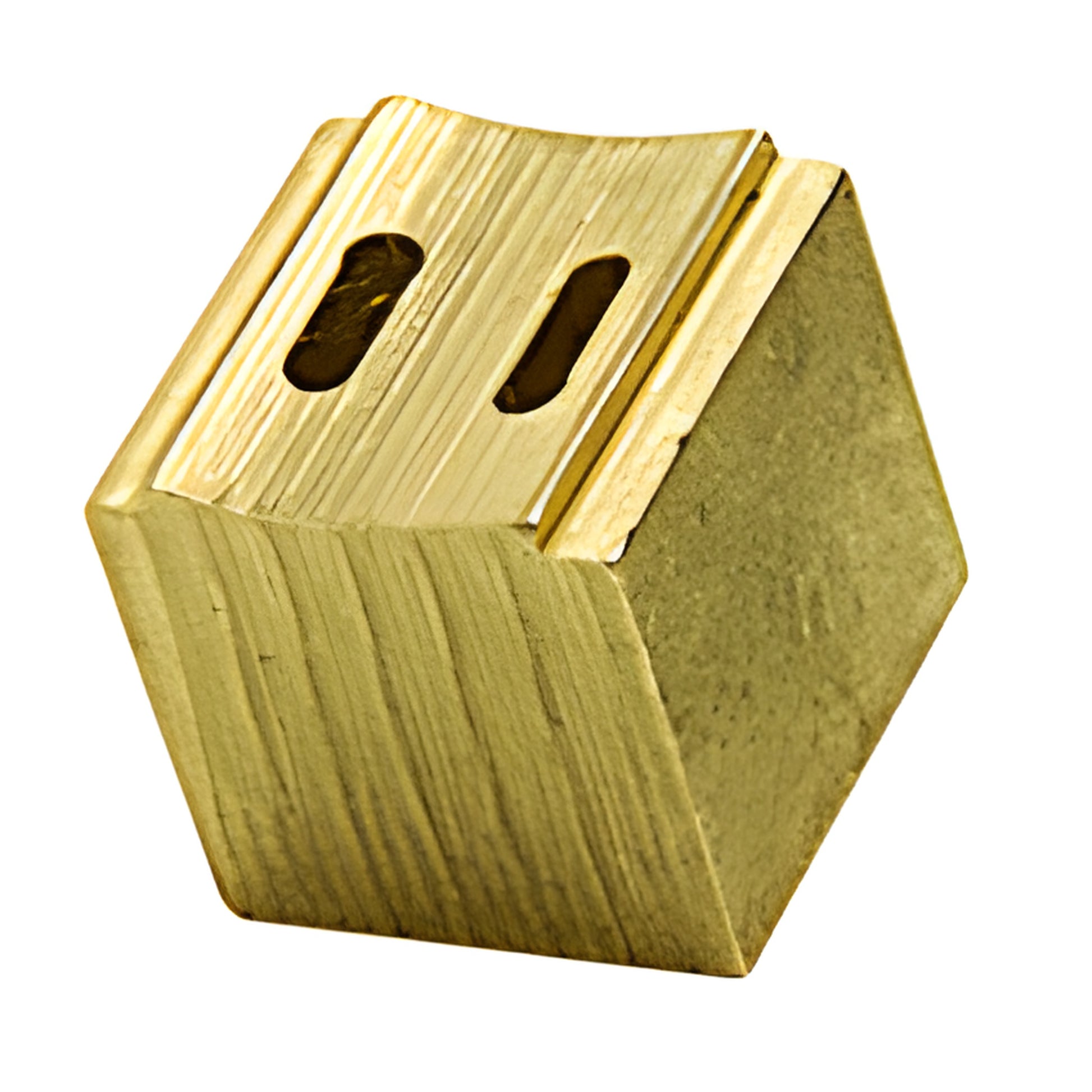 BN8 solid brass 1/2" ridge tip nozzle for insulating glass sealant, hexagonal block with two oval outlets.