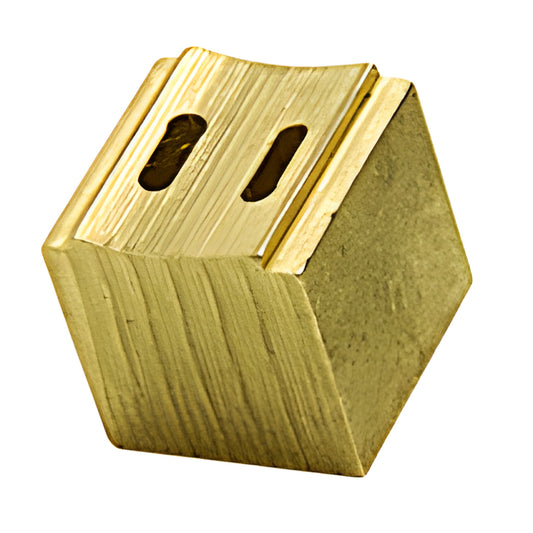 BN8 solid brass 1/2" ridge tip nozzle for insulating glass sealant, hexagonal block with two oval outlets.