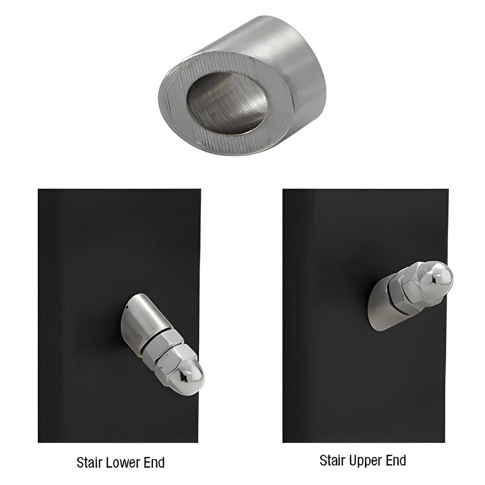 316 stainless steel beveled washer for 1/8" (3mm) cable, mill finish, for angled stair terminations. SKU CBLHBW1