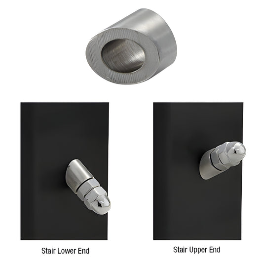 316 stainless steel beveled washer for 1/8" (3mm) cable, mill finish, for angled stair terminations. SKU CBLHBW1