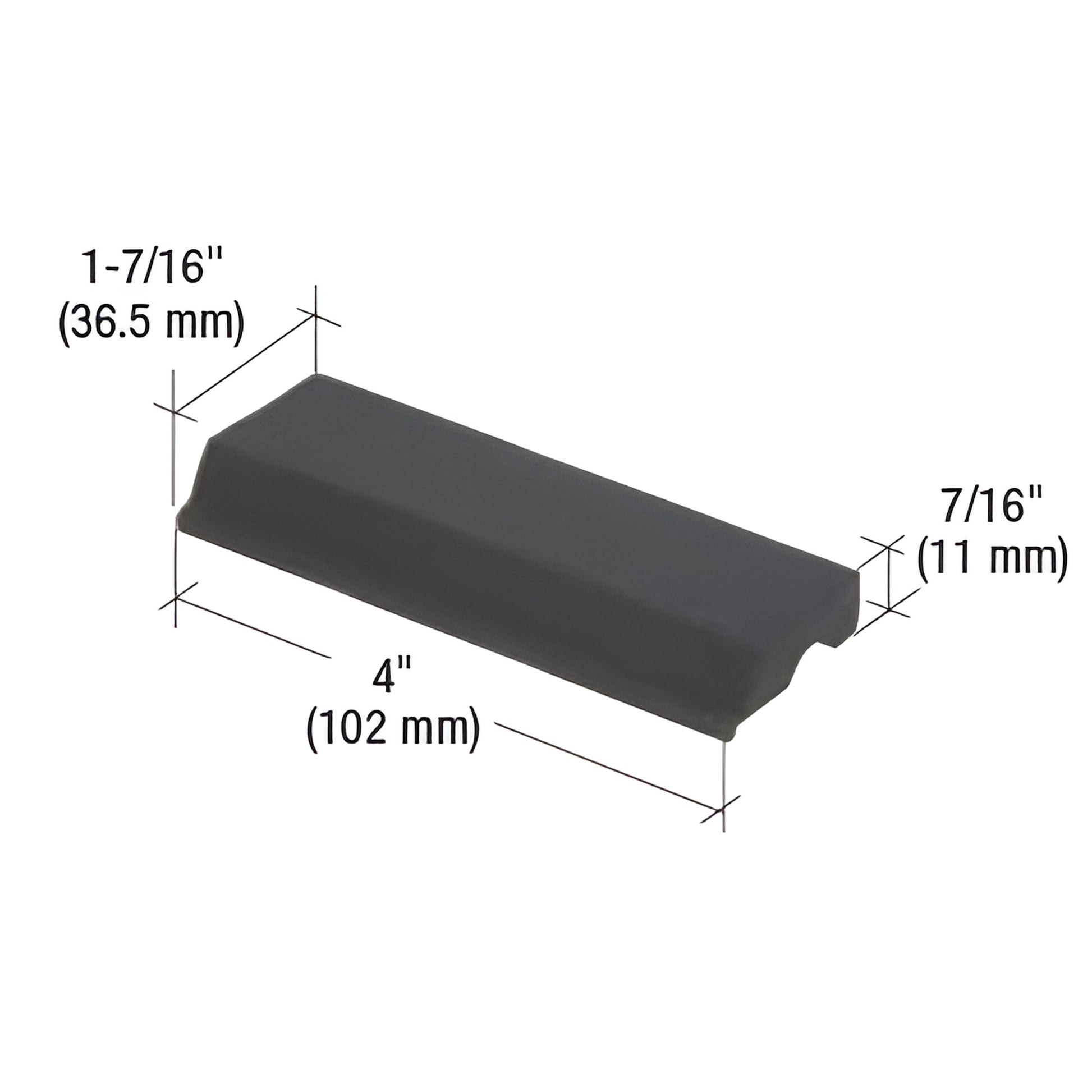 SB710 black extrusion cover cap, 4" long x 1-7/16" x 7/16", architectural aluminum hardware.