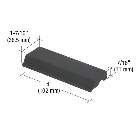 SB710 black extrusion cover cap, 4" long x 1-7/16" x 7/16", architectural aluminum hardware.