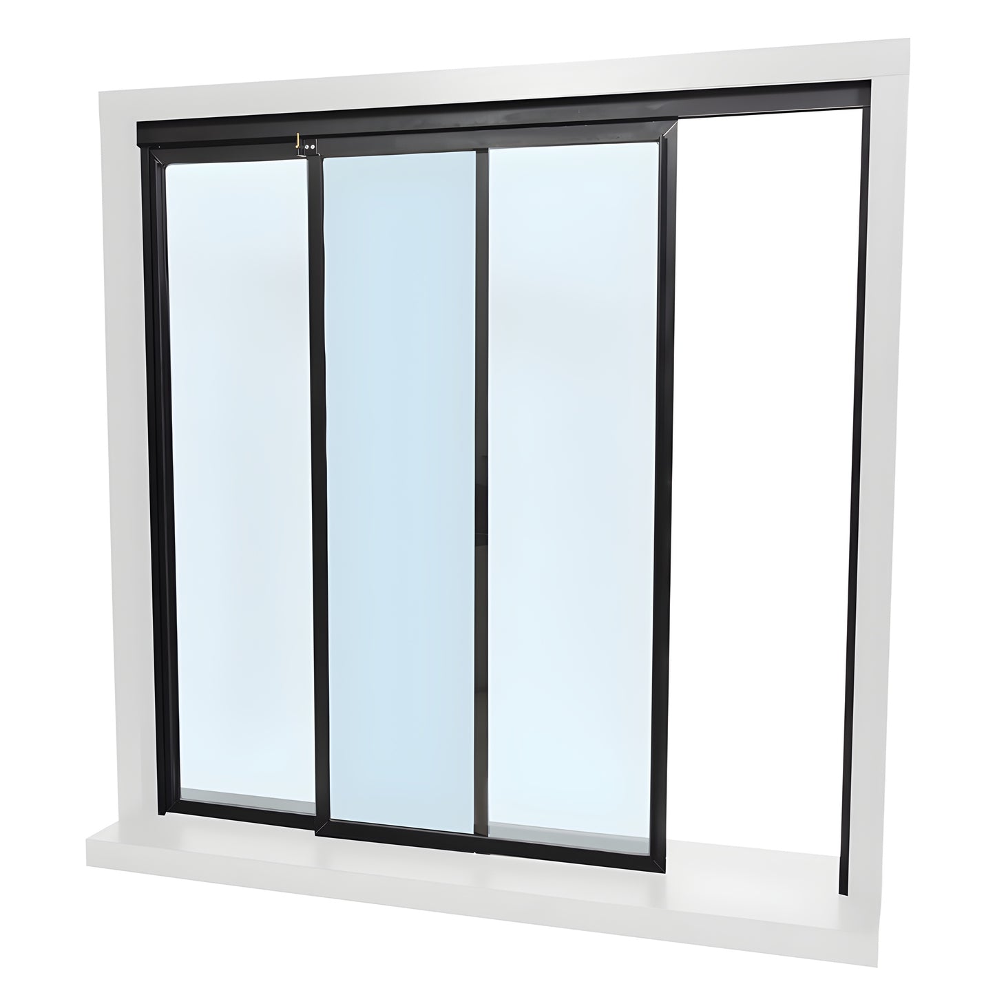 36x48 sliding transaction window (SKU D1041DUXX3648) two 1/4" clear tempered glass panels, duranodic bronze frame