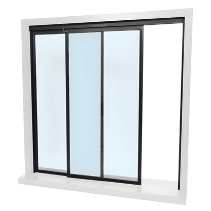 36x48 sliding transaction window (SKU D1041DUXX3648) two 1/4" clear tempered glass panels, duranodic bronze frame