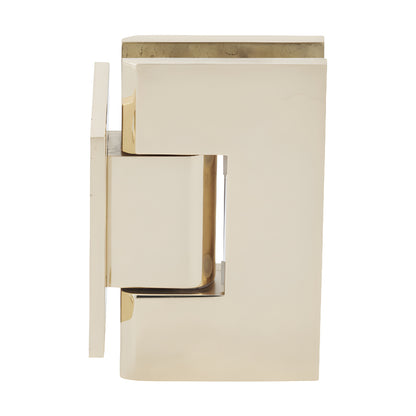V1E074BR polished brass Vienna shower door hinge, solid brass wall-mount short back plate for 3/8-1/2 glass