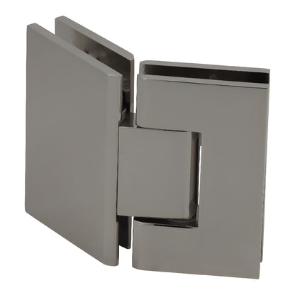 Polished nickel Geneva glass-to-glass shower hinge, square-profile brass, self-centering 135 (GEN045PN)