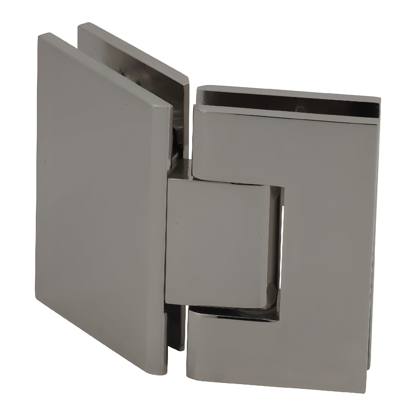 Polished nickel Geneva glass-to-glass shower hinge, square-profile brass, self-centering 135 (GEN045PN)