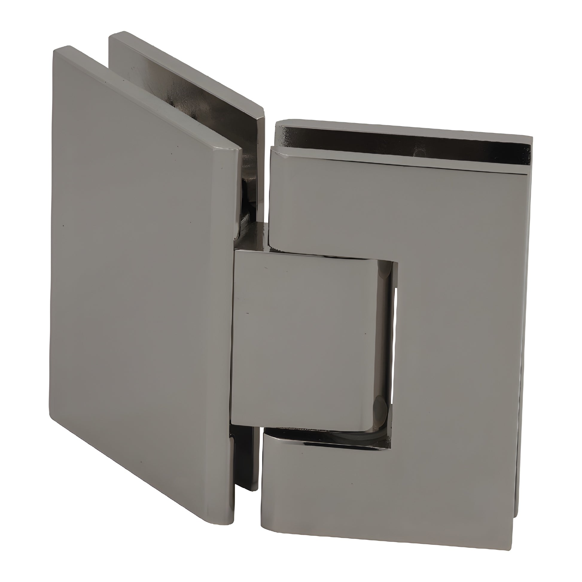Polished nickel Geneva glass-to-glass shower hinge, square-profile brass, self-centering 135 (GEN045PN)