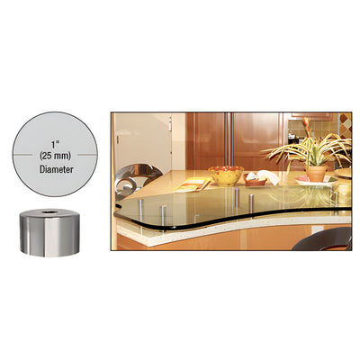 316 Brushed Stainless Steel Glass Standoff 1" Dia x 3/4" - CRL