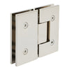 CRL V1E180PN polished nickel brass glass-to-glass shower hinge, squared design for 3/8-1/2" glass