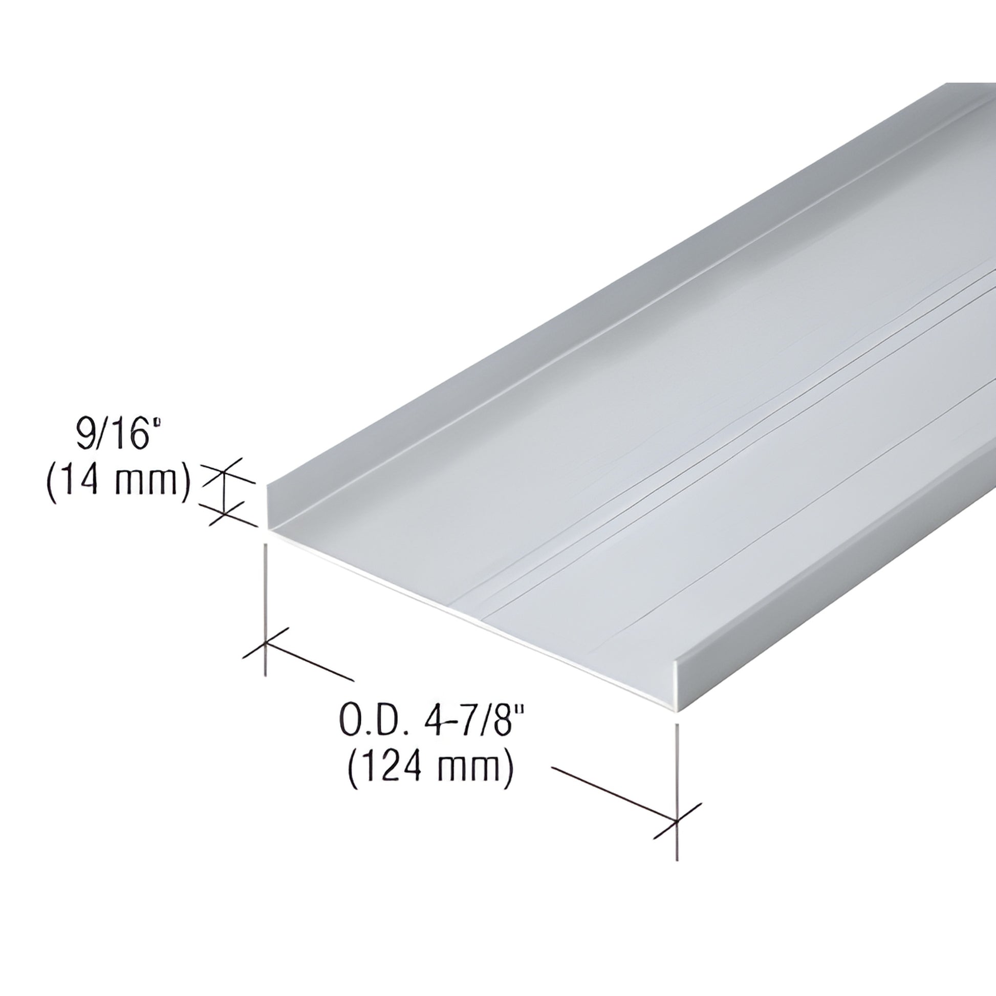 Silver aluminum CRL 487 office partition extrusion profile, 4-7/8" (124 mm) wide with 9/16" (14 mm) lip.