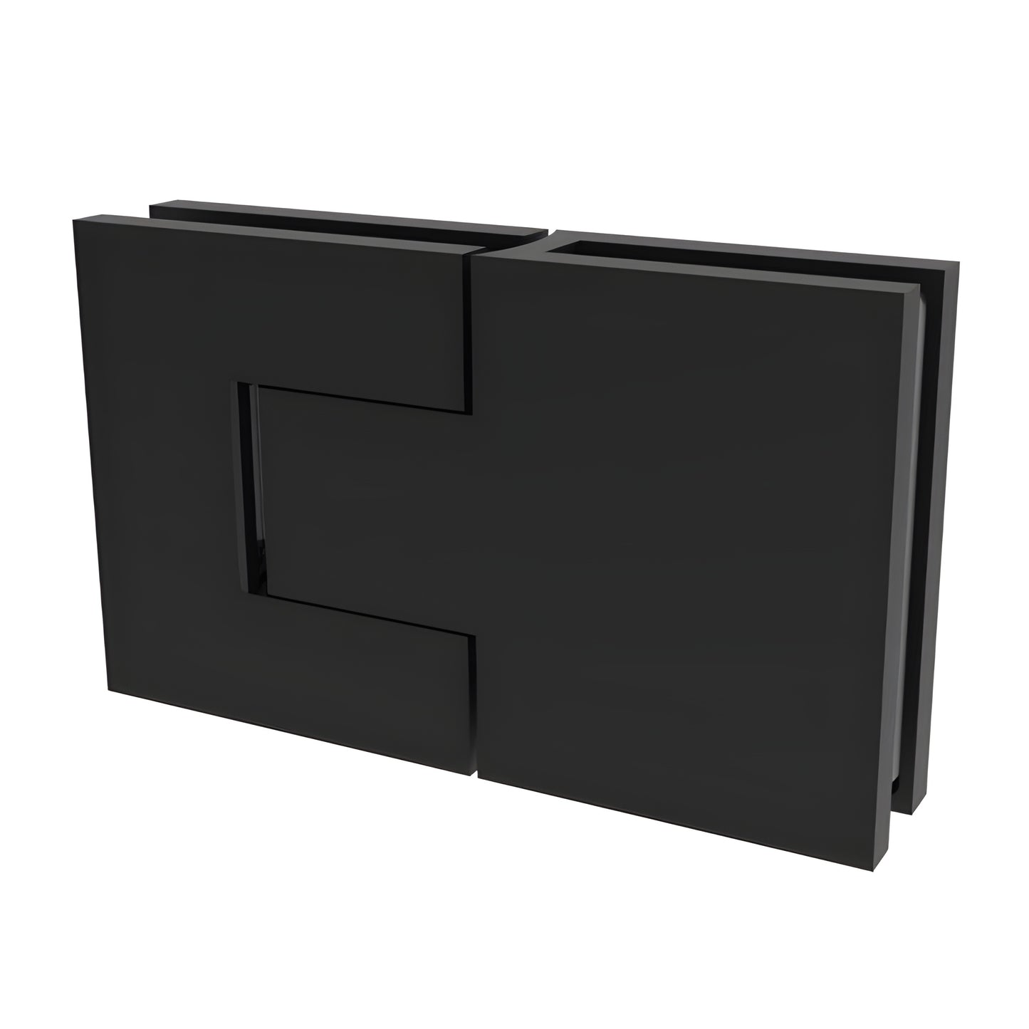 BEL380MBL matte-black Bellagio concealed brass hinge for frameless glass shower doors, square profile, 8-10mm glass.